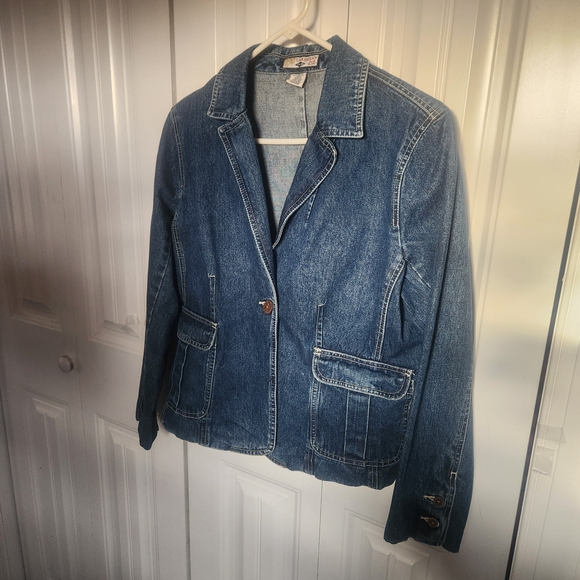 Caribbean Joe Jackets & Blazers - Vintage Caribbean Joe Indigo Denim Jacket Womens Petite Large